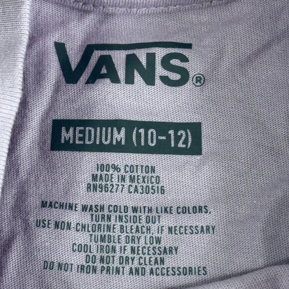 Vans Women's Crop Top T-Shirt Lavender Casual Logo Tee Size Medium Fairycore - Picture 9 of 12
